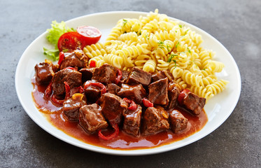 Close up view of traditional hungarian beef