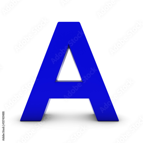 "Blue Letter A Isolated on White with Shadows 3D Illustration" Stock