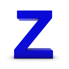 Blue Letter Z Isolated on White with Shadows 3D Illustration