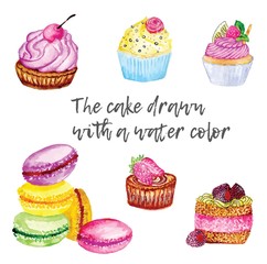  cake and muffins drawn with a water color