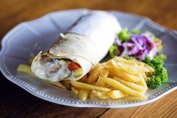Burrito with grilled chicken