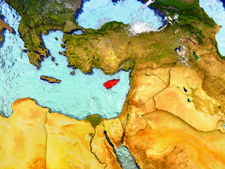Cyprus on illustrated globe