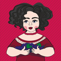 Italian girl with grapes
