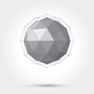 3d vector low poly spherical ball