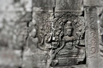 Stone murals and sculptures in Angkor wat, Cambodia