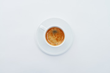espresso upper view white background