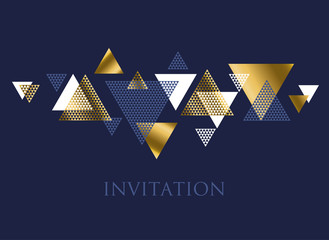 Geometry motif in art deco luxury vector illustration. Abstract triangle complex mosaic design element for header, celebration invitation, elegant card.