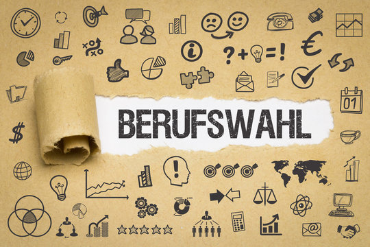 Berufswahl / Papier mit Symbole