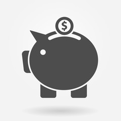 Piggy bank icon with coin