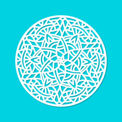 Laser cut vector mandala ornament. Cutout pattern silhouette with abstract shapes. Die cut element