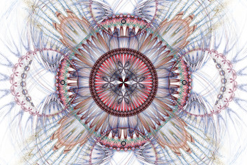 Fractal art background for creative design. Abstract fractal. Decoration for wallpaper desktop, poster, cover booklet, card. Psychedelic. Print for clothes, t-shirt. Magic graphics.