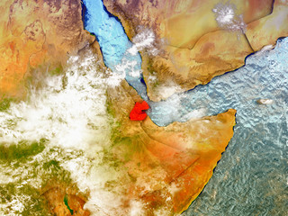 Djibouti on illustrated globe