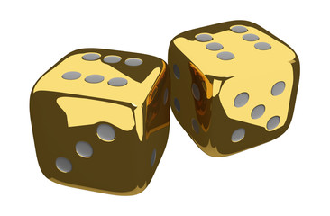 cubes dices gold golden 3d render