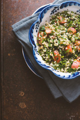 Vegetarian salad with bulgur, mint, tomato