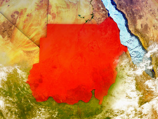 Sudan on illustrated globe