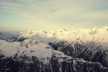 Panorama of the Alps winter morning, Ischgl, Austria