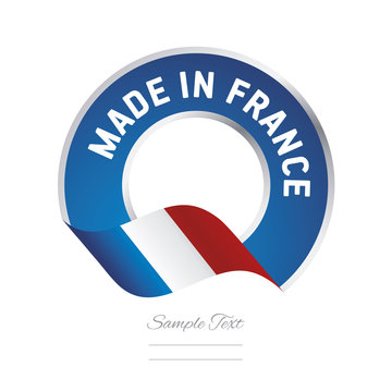 Made in France flag blue color label button logo icon banner