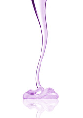 Transparent drip with purple tone isolated on a white background