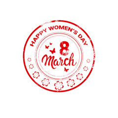 8 March International Women Day Greeting Card Stamp Icon Flat Vector Illustration