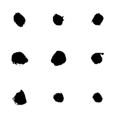 Hand-drawn grunge pattern with a dry brush using black ink. Seamless pattern made of geometric shapes, strokes and spots. Vector background can be used in printing, fabric, packaging, fashion, wraping