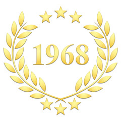 Lauriers 3 &eacute;toiles 1968 sur fond blanc 