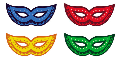 Color carnival masks. Raster clip art.
