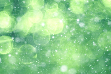 Obraz premium Green background bokeh blurred glare rain