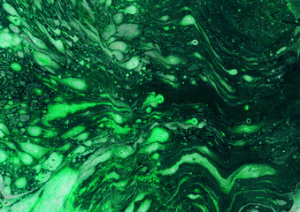 Fototapeta na wymiar Abstract hand-made texture. Marbling green background for design