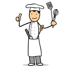 Cartoon Koch hält Daumen hoch