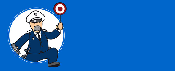 Cartoon Mann bei Polizei rennt zu Notfall