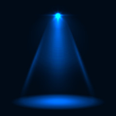 Abstract blue stage spotlight vector background.