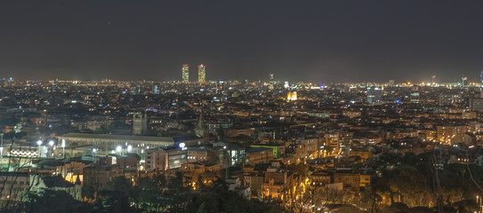 Barcelona night panoramic view