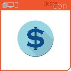 Vector icon on white background. Designer trend. Dollar currency Icon, money. Currency exchange. For use on the Web site or application.