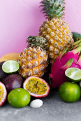 Delicious Fruit from Thailand on a pink background (close-up)