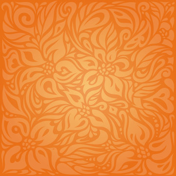Floral Orange Retro Style Colorful Wallpaper Background Design