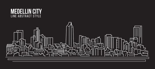 Cityscape Building Line art Vector Illustration design - Medellin city