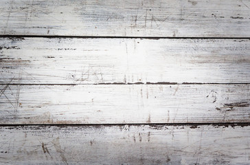 white old wood panel with dark vignette, grunge timber desk background and texture