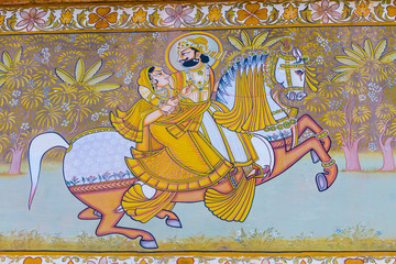 Fresco of a king and queen outside Mehrangarh Fort © nilanewsom