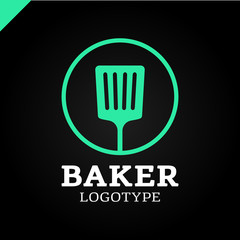 simple kitchen spatula or bakery logo icon in the circle