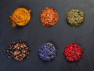 Set of different spices. Top view