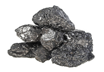 Pile of coal isolated on a white background