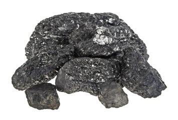 Pile of coal isolated on a white background