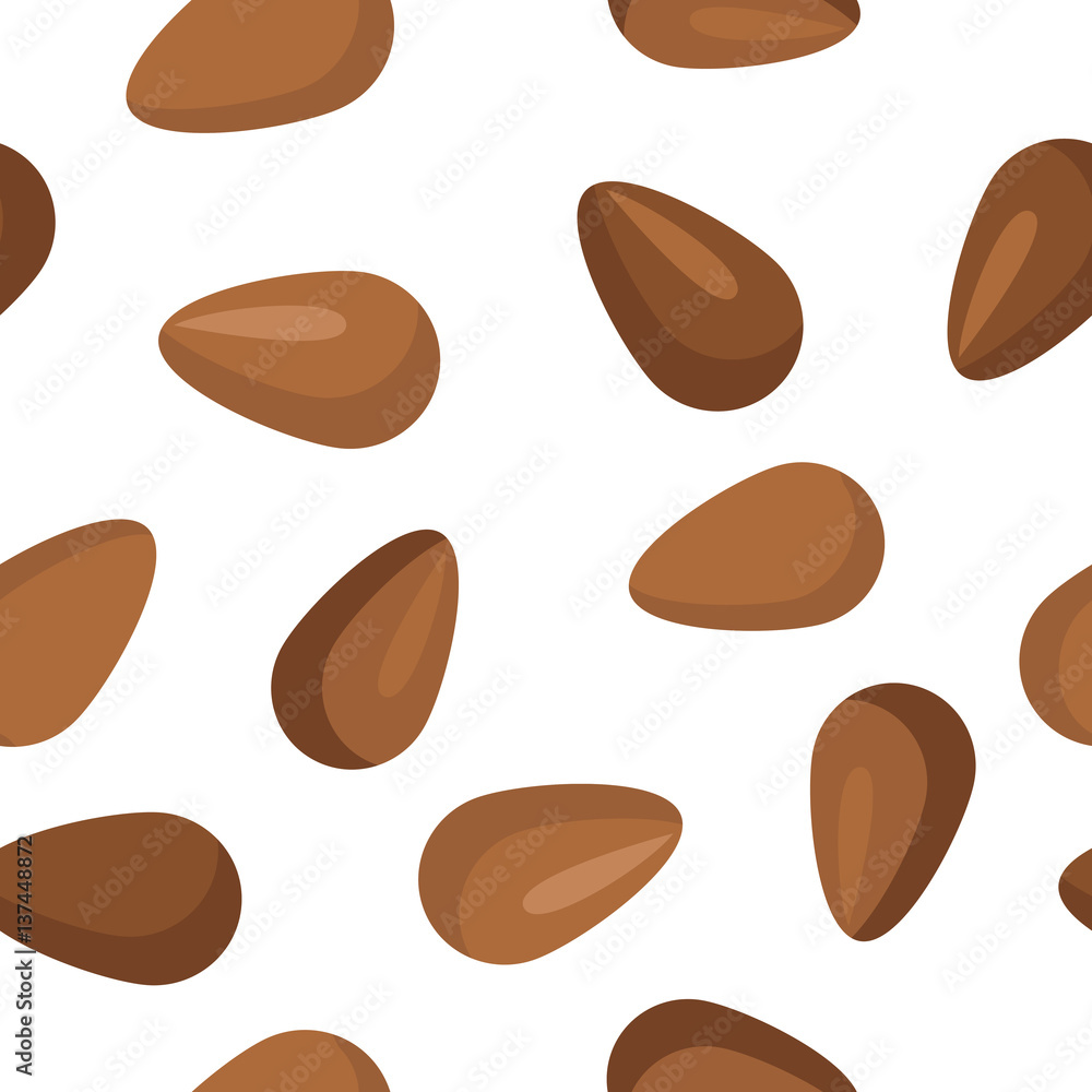 Poster flax seeds seamless pattern vector in flat design.