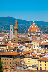 Fototapeta na wymiar View of Cathedral of Santa Maria del Fiore and Palazzo Vecchio, Florence, Italy