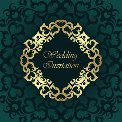 Wedding invitation with frame on seamless background