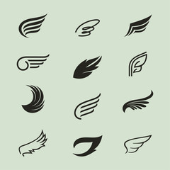 Fototapeta na wymiar wings icons set 3/ Wings icons vector set. Wings. Set of design elements.