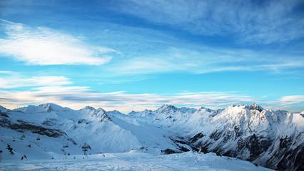 Panorama of the Alps winter morning, Ischgl, Austria