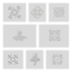 Fototapeta premium monochrome icons set with Celtic art and ethnic ornaments for your design
