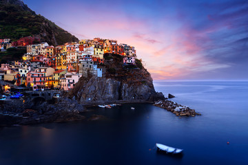 Manarola village at twilight, Cinque Terre, Italy © Kavita