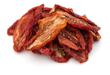 Dried tomatoes isolated on white background cutout